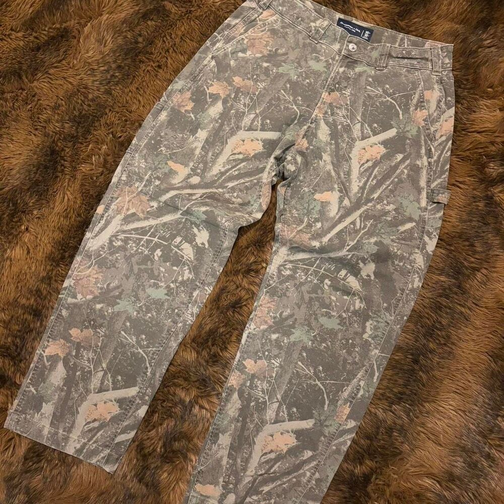 NWOT Abercrombie & Fitch Athletic Loose Workwear Camo Camouflage Carpenter Pants